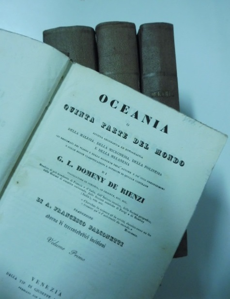 Oceania o quinta parte del mondo. Rivista geografica ed etnografica della Malesia, della Micronesia, della Polinesia e della Melanesia. Volume primo (-quarto). Traduzione di A. Francesco Falconetti adorna di trecentododici incisioni